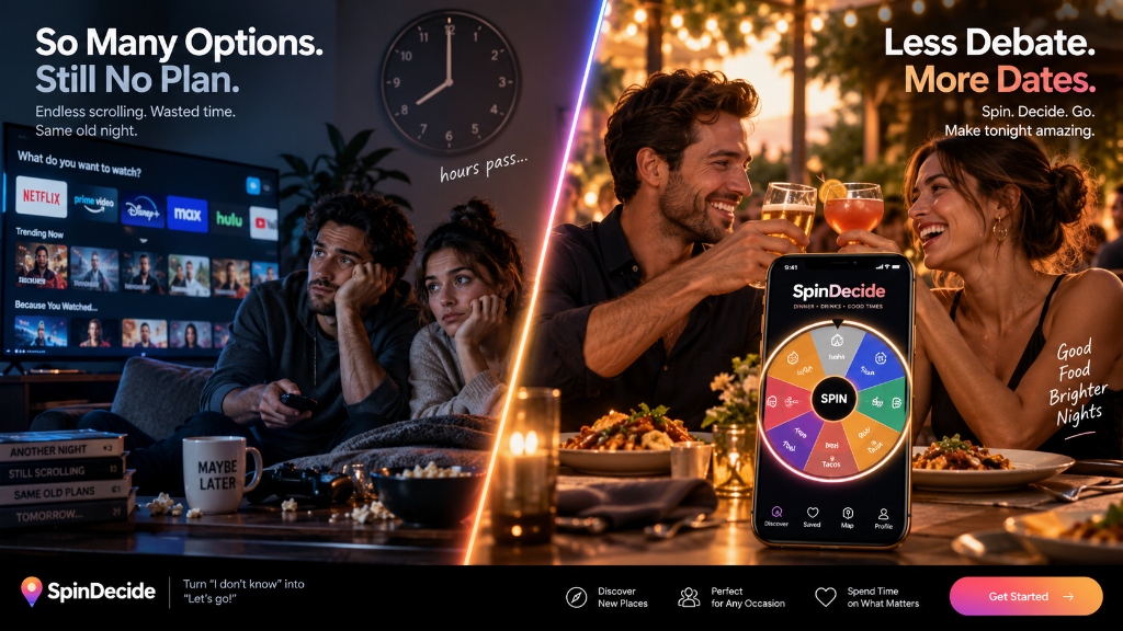 SpinDecide: So Many Options Still No Plan vs Less Debate More Dates